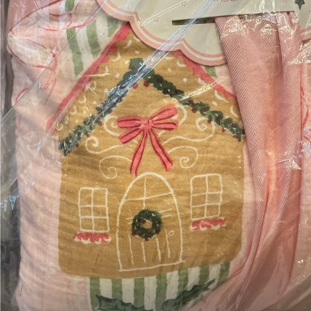 Envogue Holiday Reversible Cotton Gauze Blanket - Pink bows Queen bedding